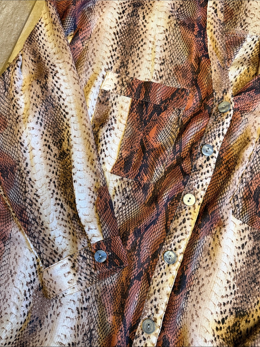 entro Snake-Print Blouse in Brown, Cream and Rust - Picture 3 of 4